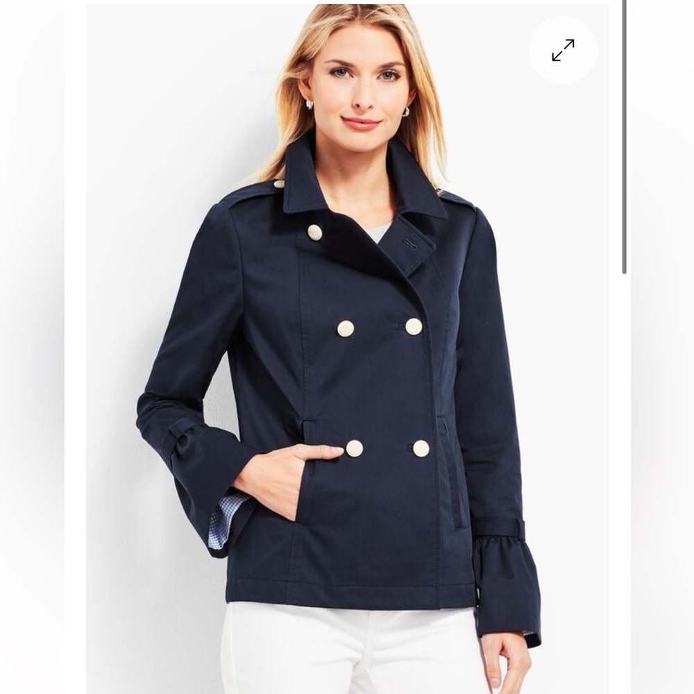 Talbots Cotton Navy Blue Pea Coat Women’s Size Small